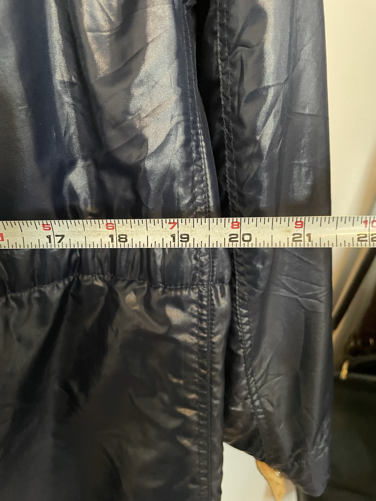 COURREGES c.1970&rsquo;s Hyperbole Paris Navy Blue Drawstring Windbreaker Raincoat