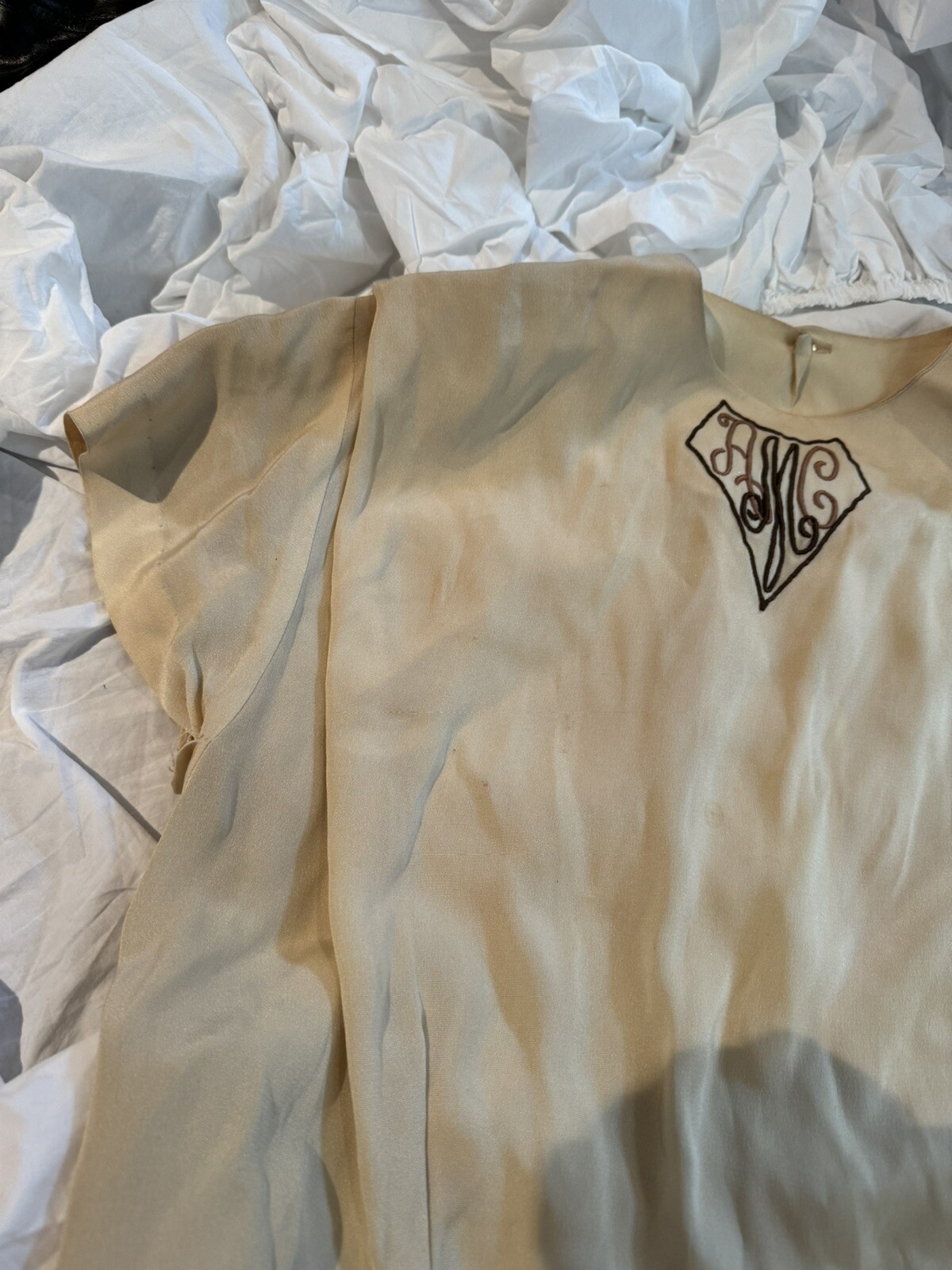Vintage 1950s Dress Blouse Button back, Initials aMc, see description