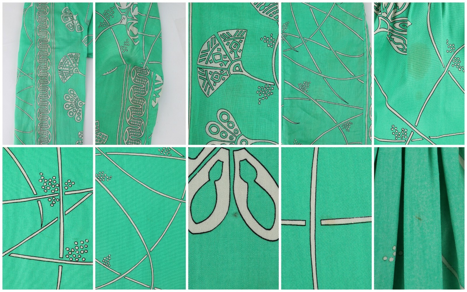EMILIO PUCCI c.1976 « Chad » Print 2 Pc Green Cotton Shirt Skirt Dress Set