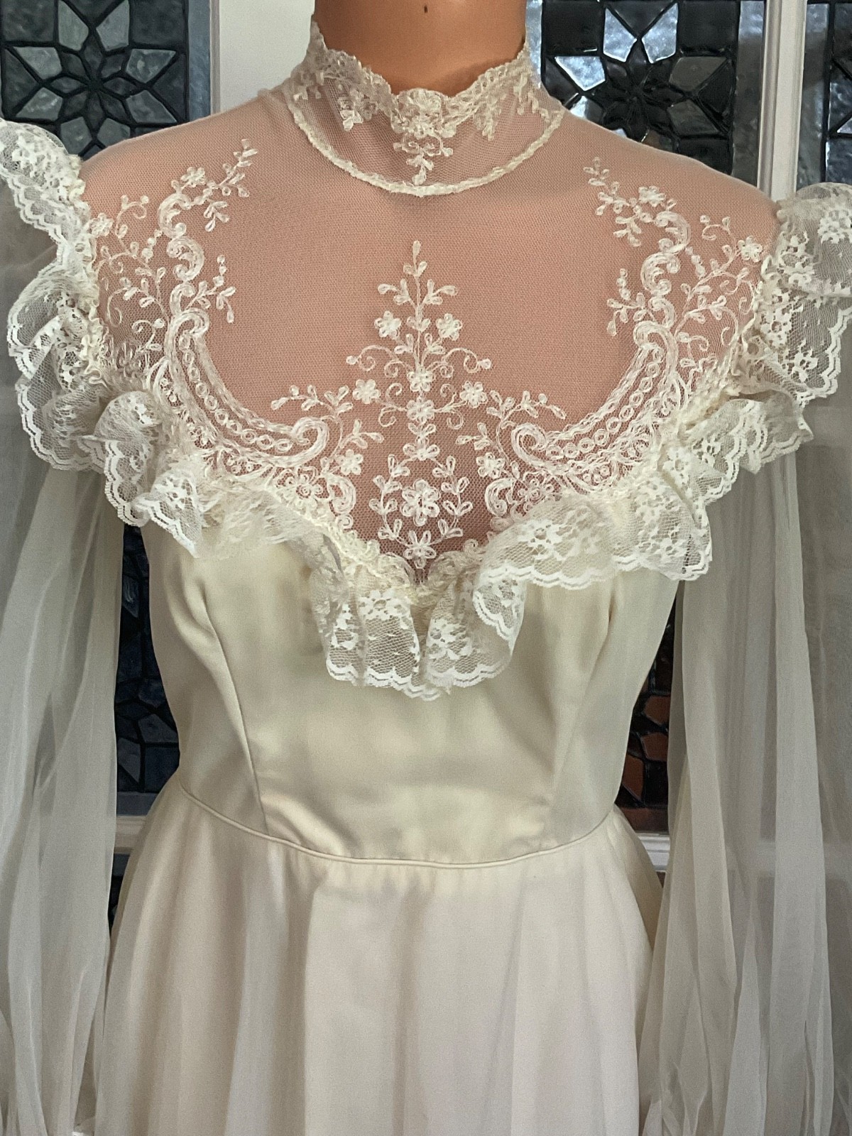 Vintage Eve Of Milady Wedding Dress Boho Victorian Prairie CottageCore Small