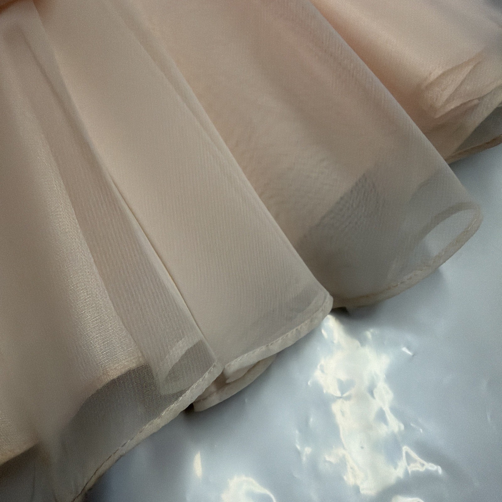 Vintage Blush Pink Polyester Chiffon Maxi Dress | Size 12 | Formal | Made in USA