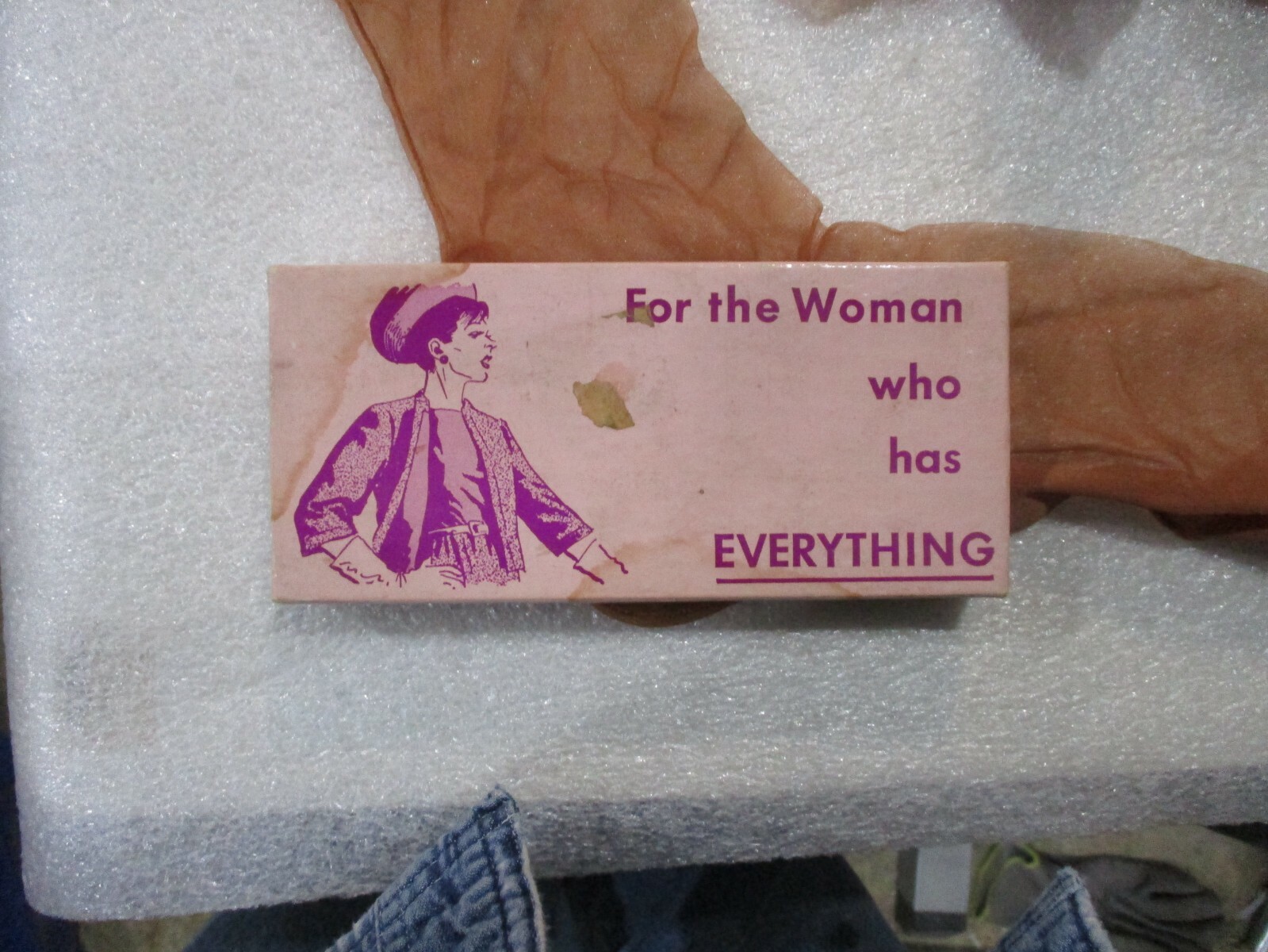 1 VINTAGE SEAMED NYLON STOCKING FULL FASHIONED PURSE BEIGE NOVELITY