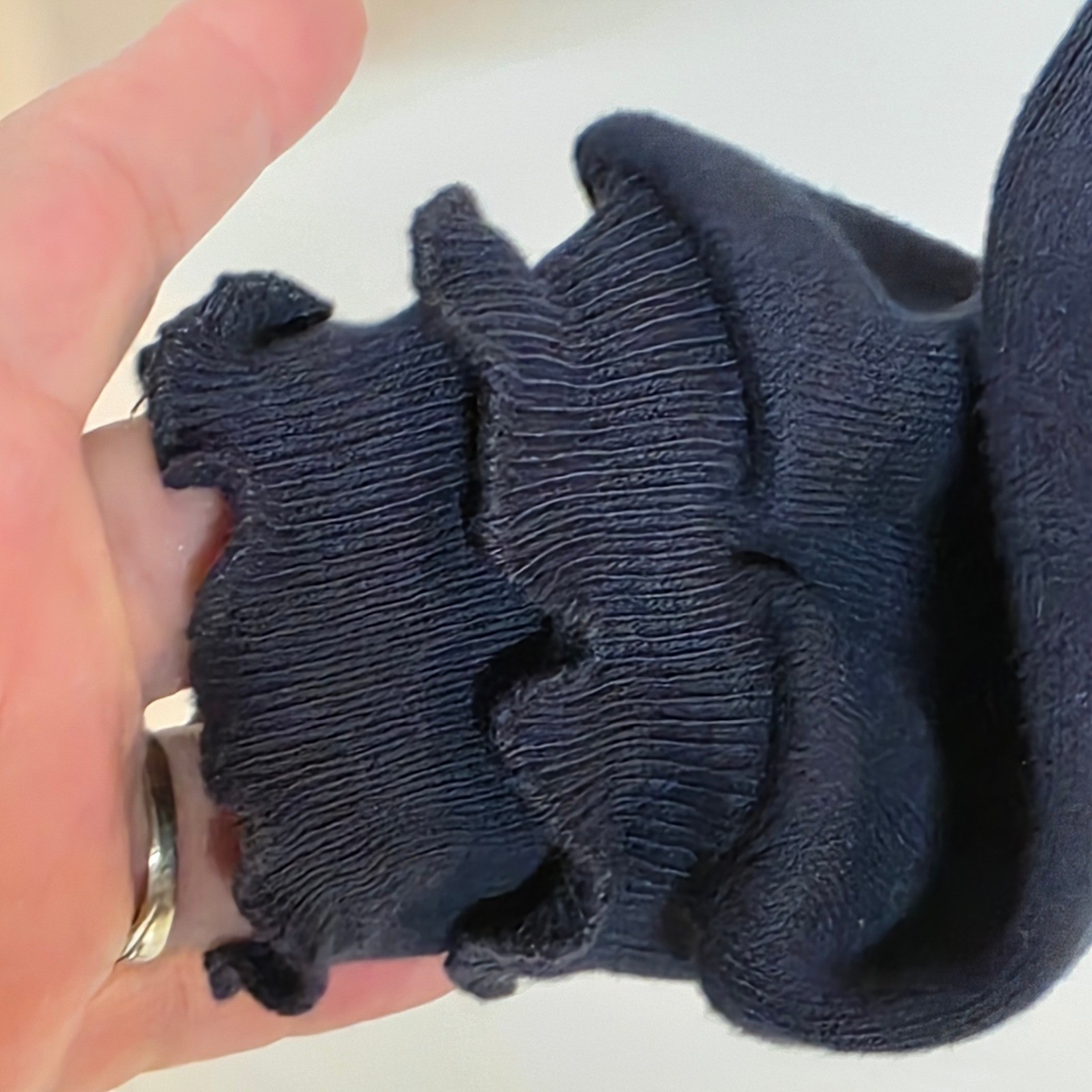 Vintage 80s Activewear Navy Blue Ruffle Collar Polka Dot Sweatshirt Women Medium