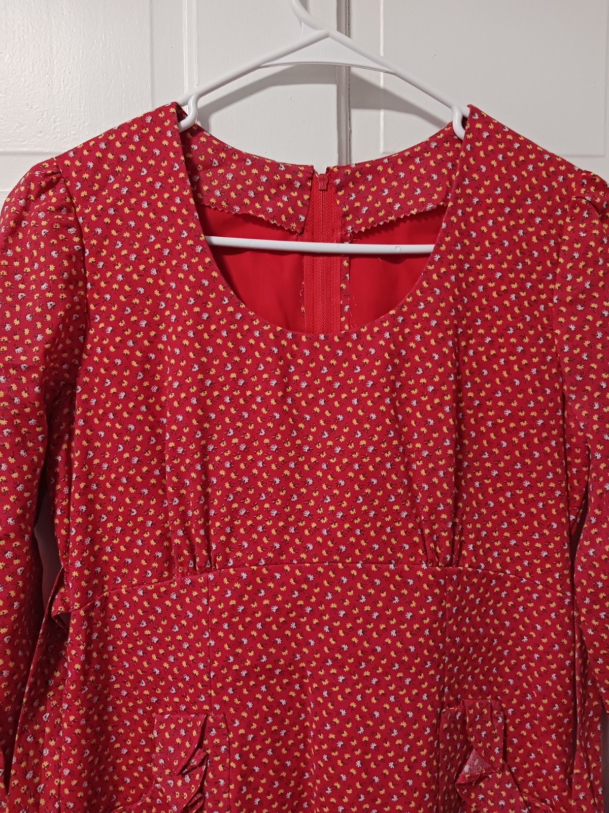 Late 1960- Early 70s Handmade Dress! Excellent Condition. Red Mid Length