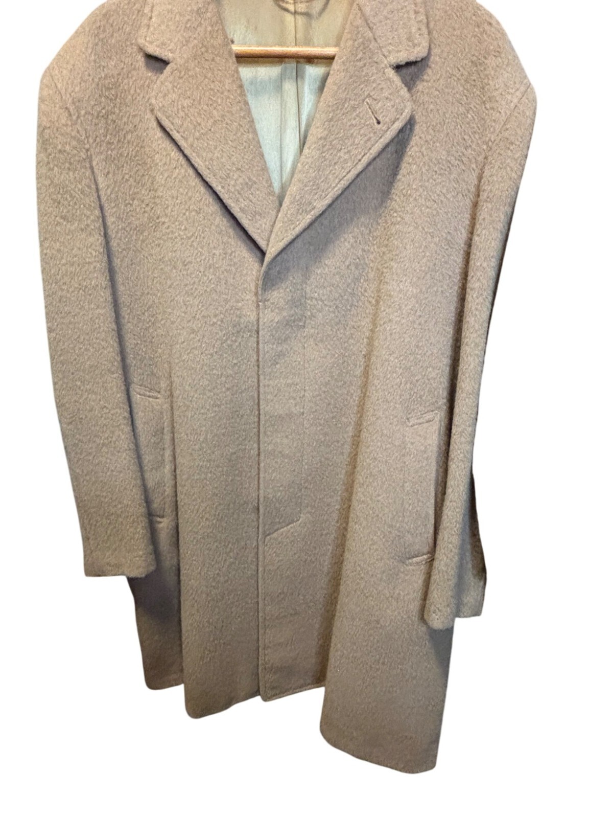 Vintage Noudeu Beige Alpaca Coat Made In France Boulogne Sz Medium