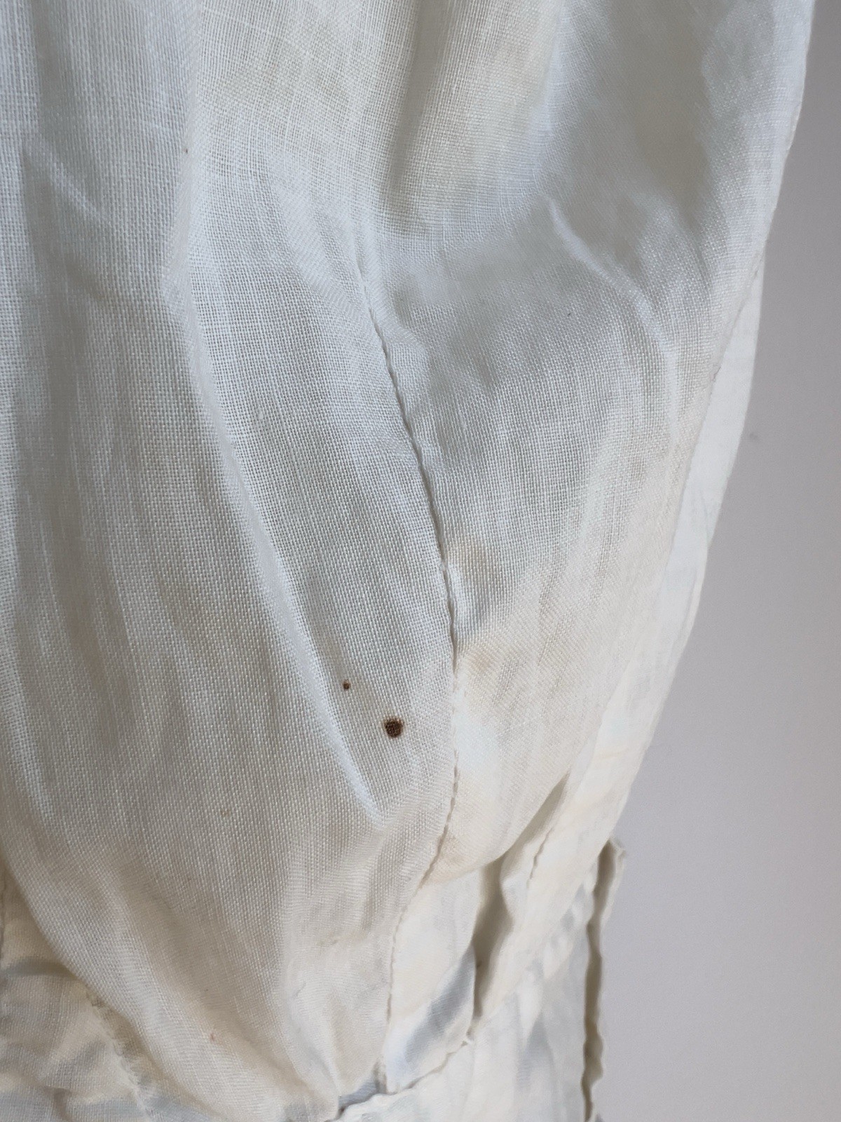 Antique Cotton Blouse Top Off White Hand Embroidered Lace Edwardian Button Back