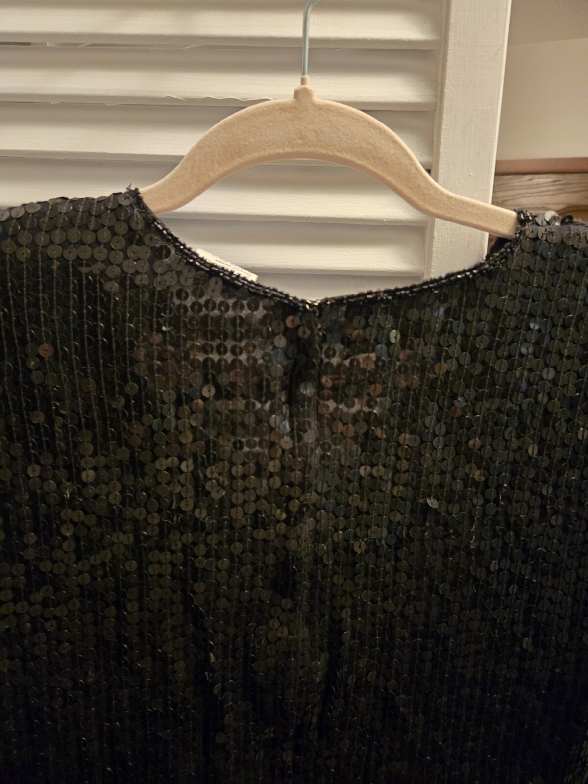 Vintage Stenay Black Sequin and Beaded Top Small Party Blouse
