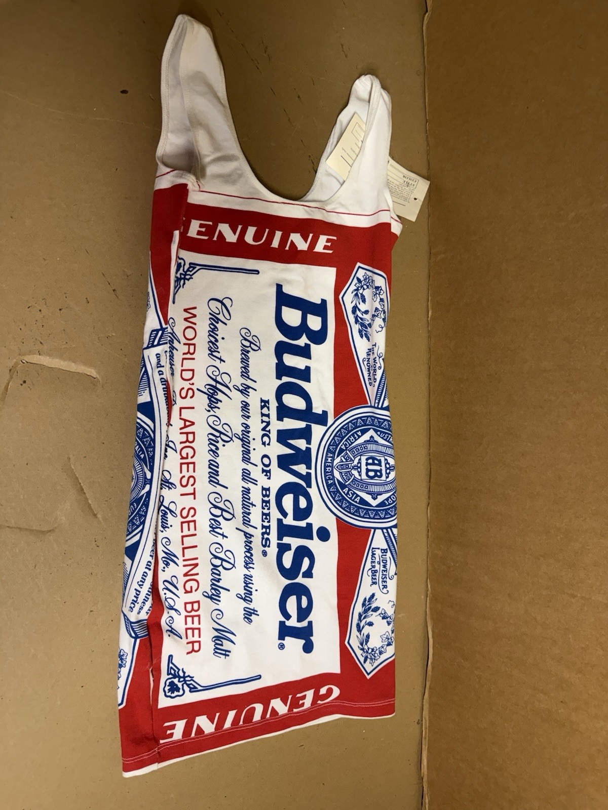 1980s Anheuser-Busch, Inc. Budweiser Logo Print Micro Dress Size 7 NEW W/ Tags!