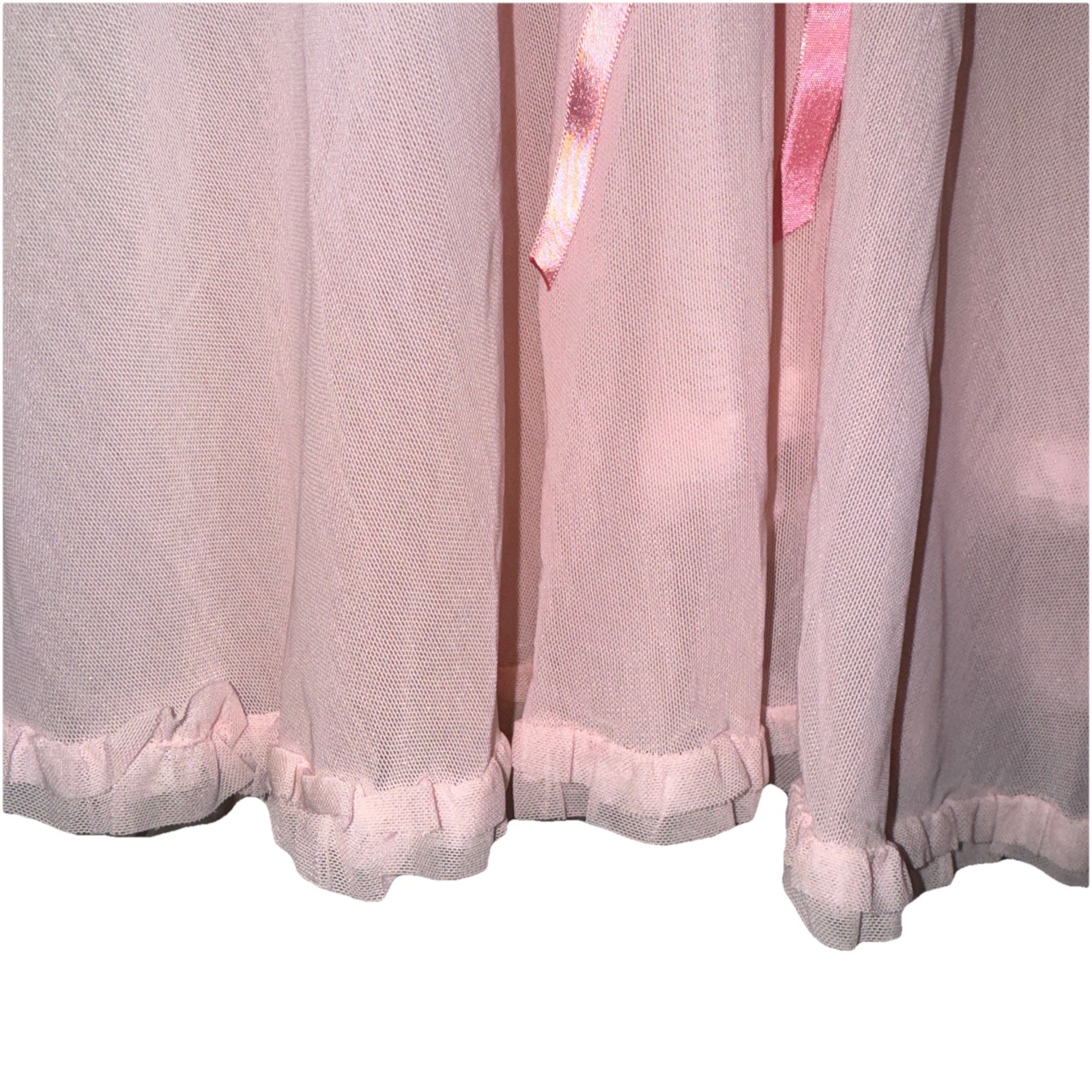 Enchanted Nightie Lingerie 2Pc Sheer Embroidered Flowers Pink Sexy Women’s S