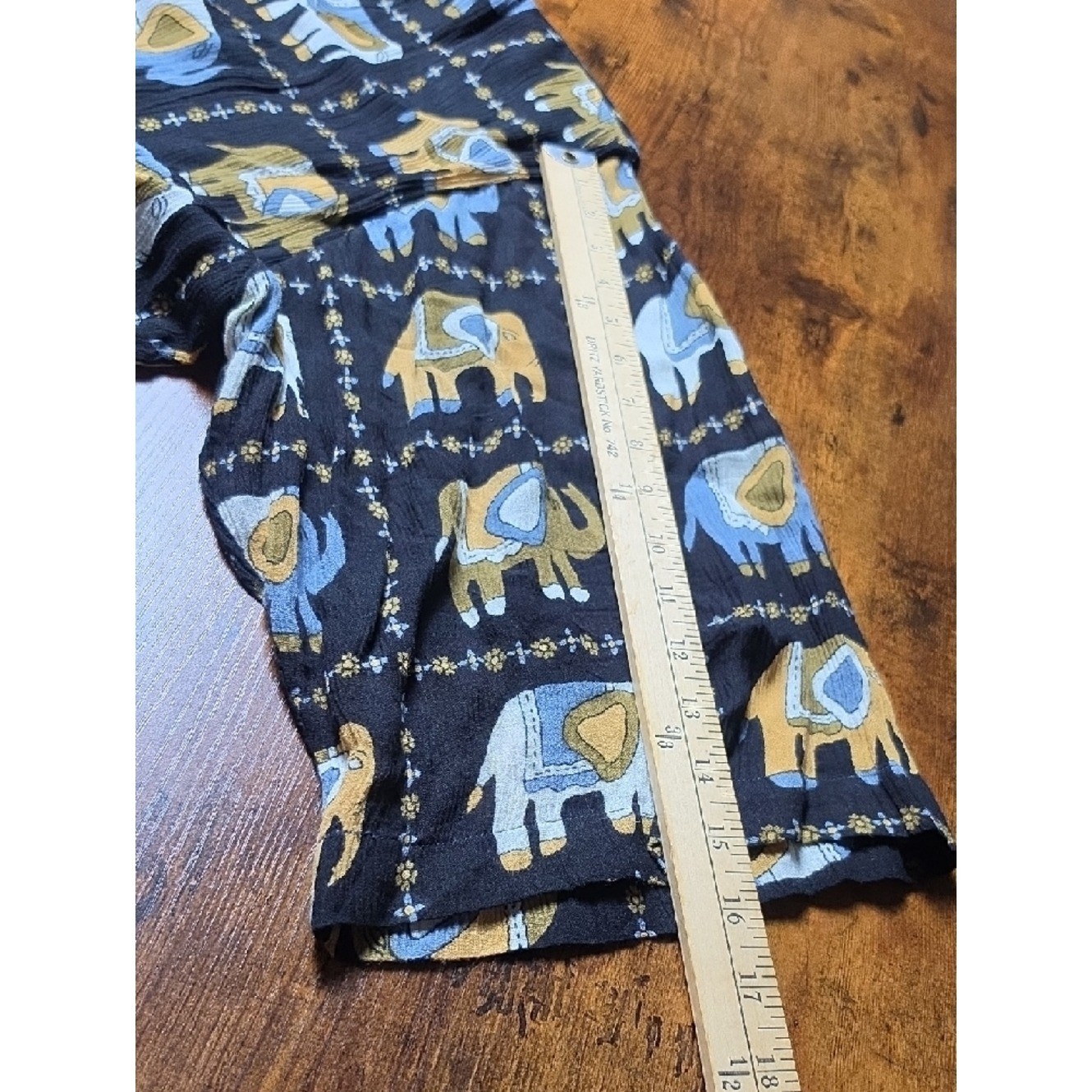 JEWEL QUEEN | Vintage Elephant Print Two-Piece Button Down Tunic Pants Set | XL