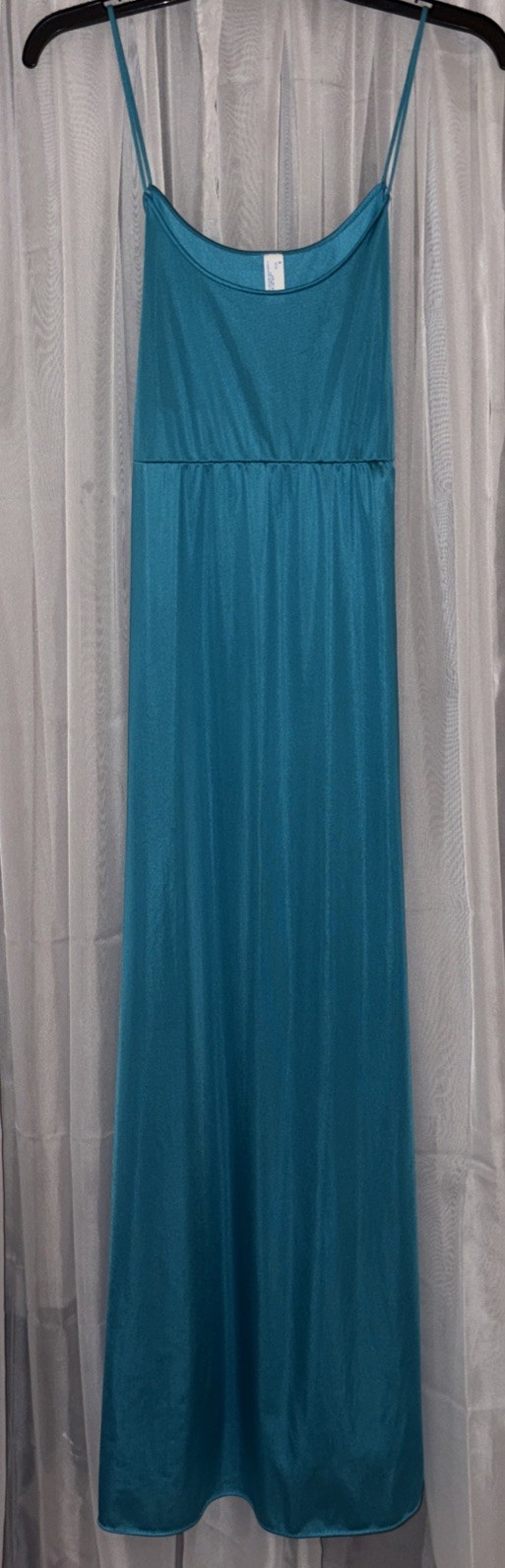 MG JC Penny Long Turquoise Gown Nightgown Mesh Cutout Aqua Maxi Mermaid Size M
