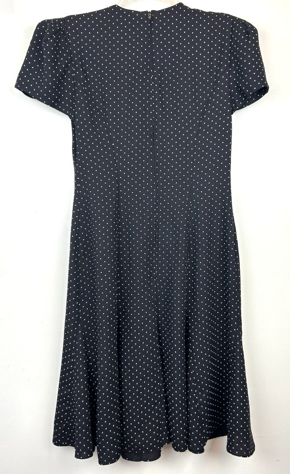 Vintage Virgo II Midi Dress Womens 8 Black Polka Dot Union Label 80s Office Read