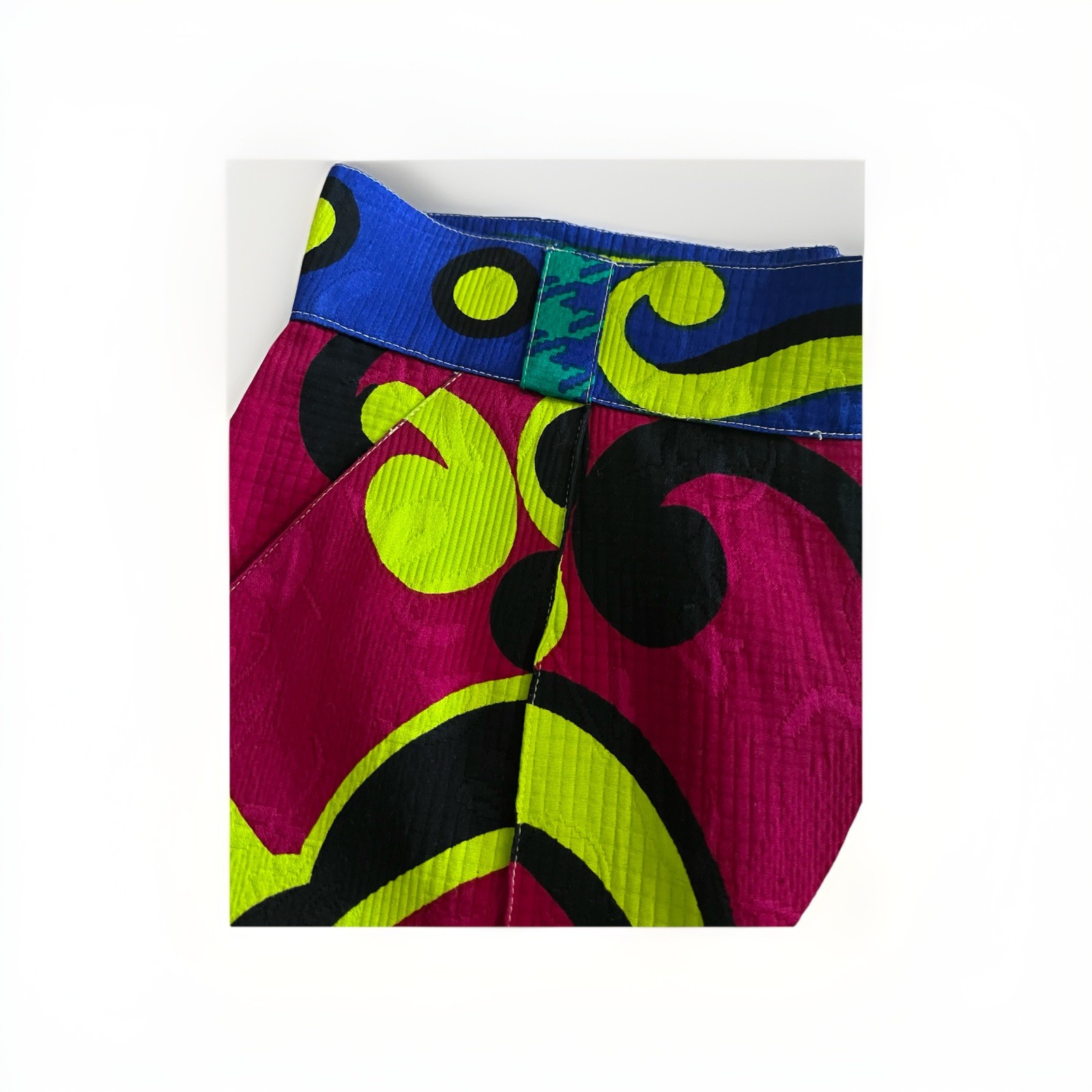 Vintage VERSACE Couture Colorful Abstract Pattern Shorts, Size 46, Signed