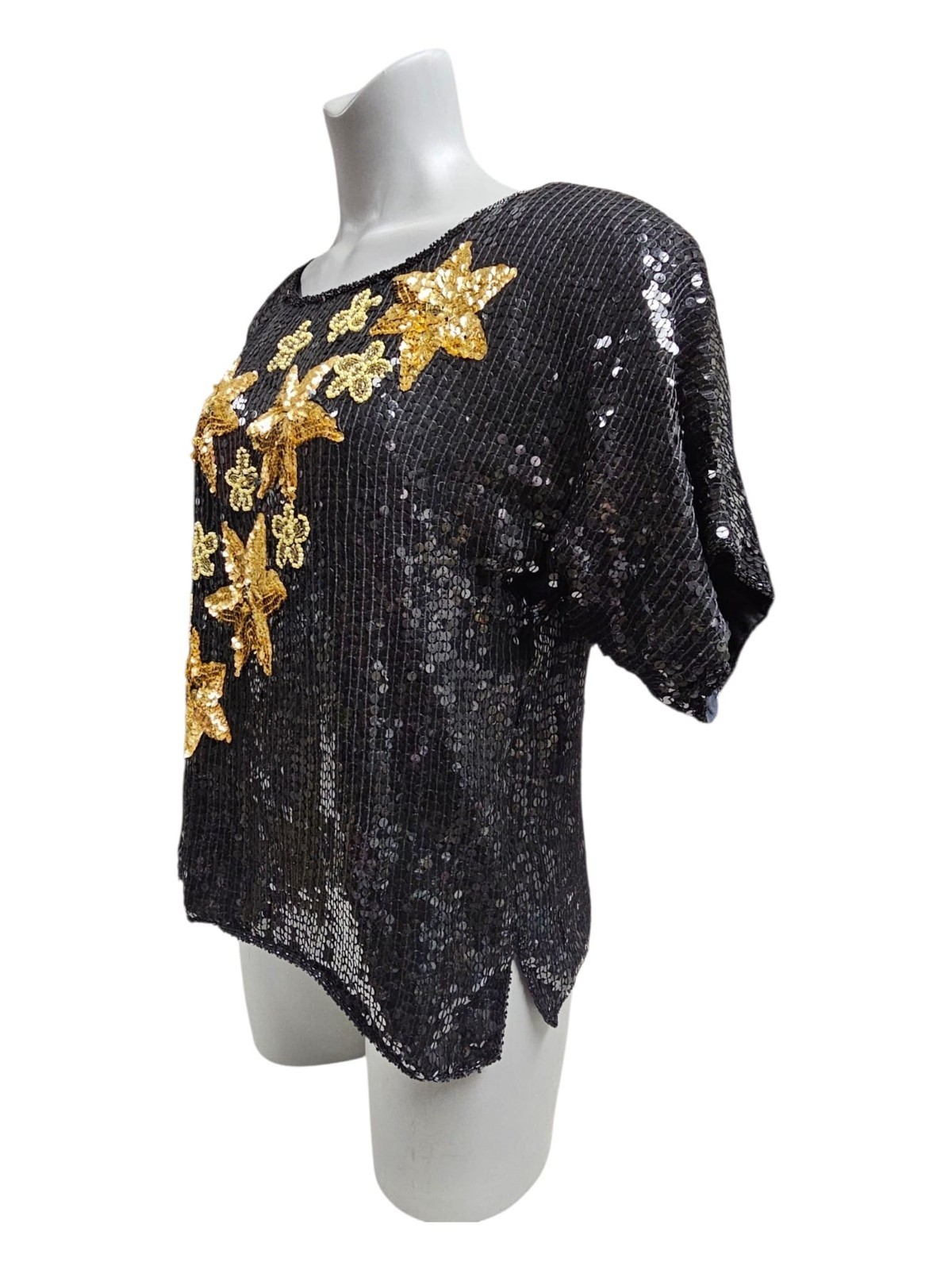 90s – 00s Night Vogue fully beaded silk blouse . large . made in India