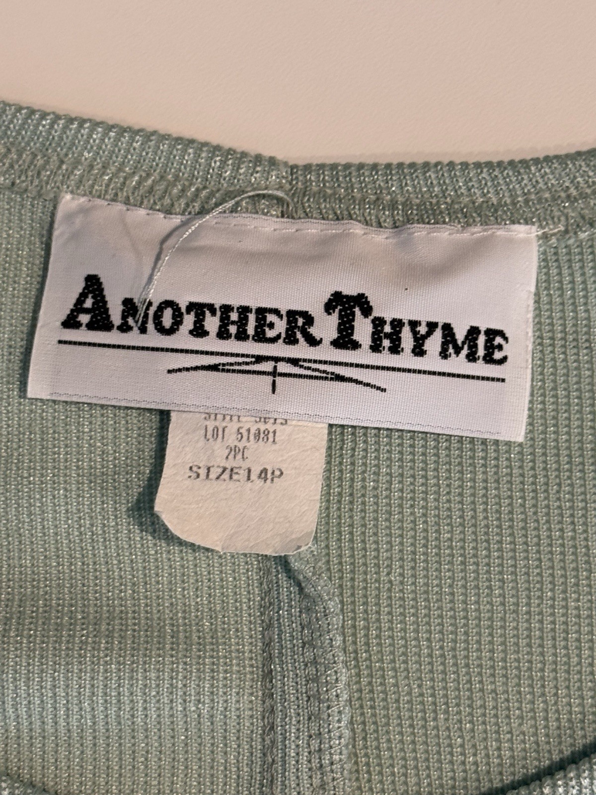 2 Piece Vintage Another Thyme Green Dress/Cardigan Women’s 14 Petite USA Made