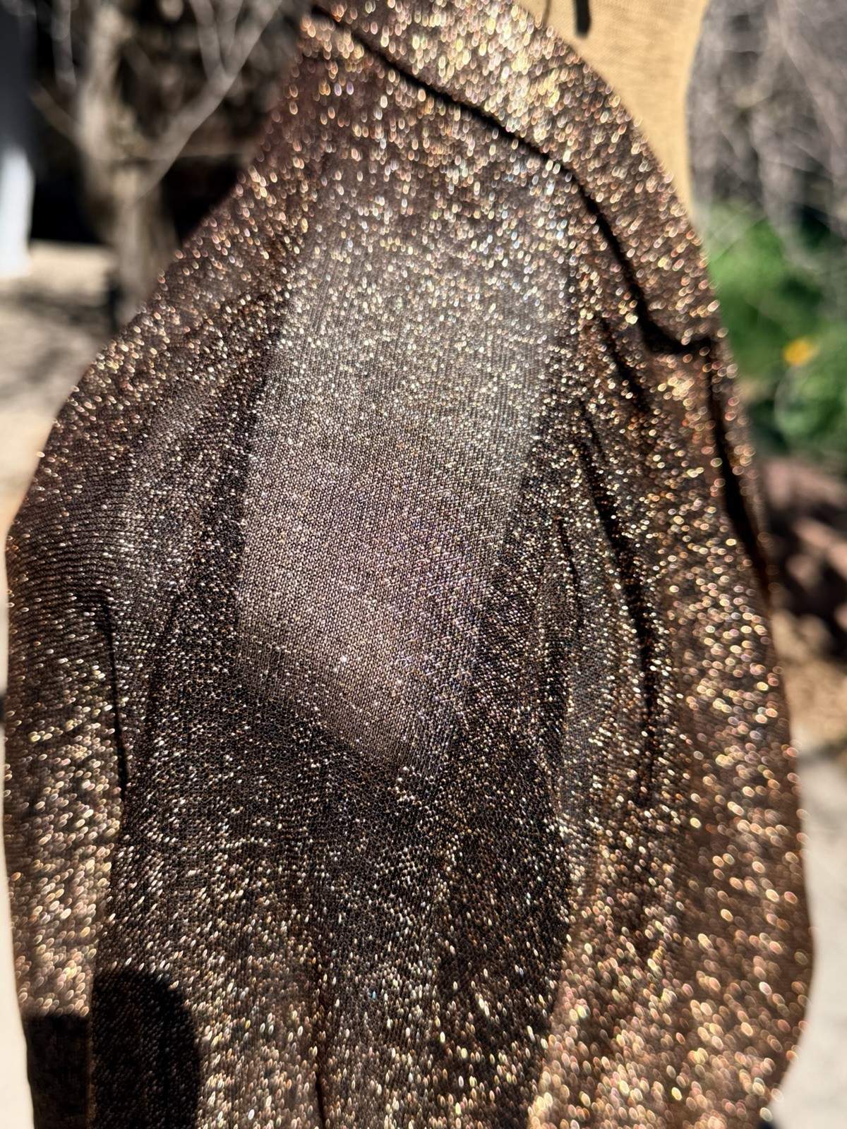 Vtg Blouse Copper Metallic Disco M