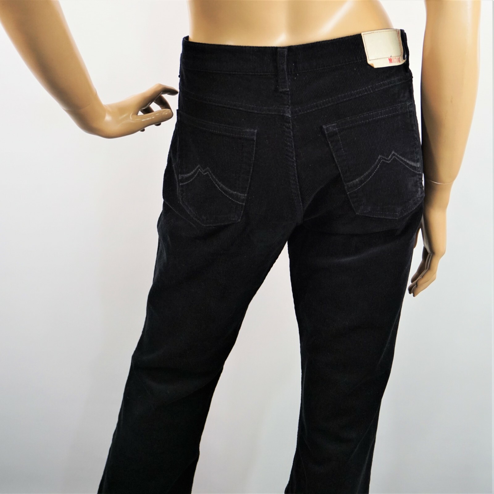 Mustang Corduroy Jeans Wide Leg Black 32 x 34 Vintage Germany
