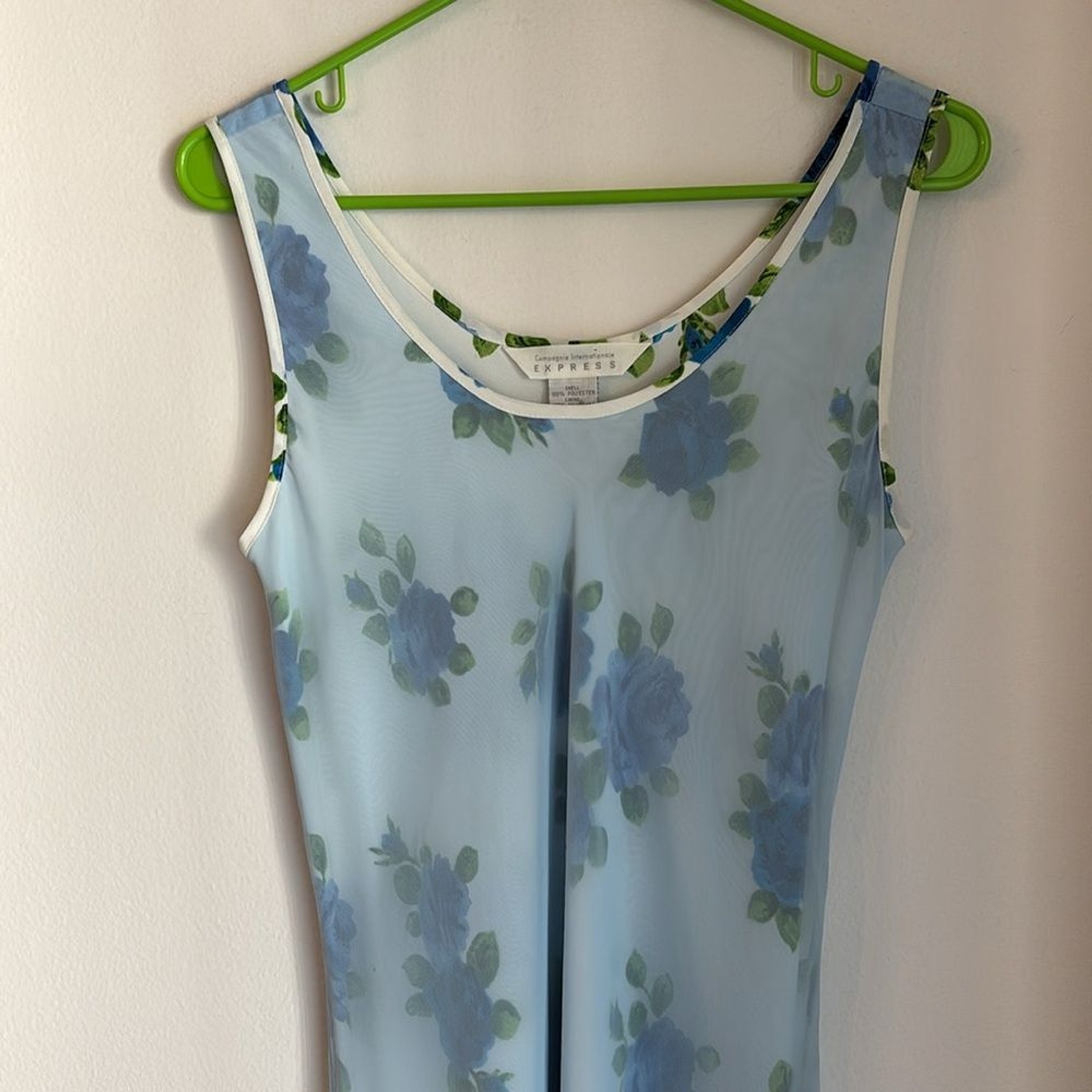 Vintage Women Express double layer Floral Sheer slip fairy Maxi Dress size 5/6!
