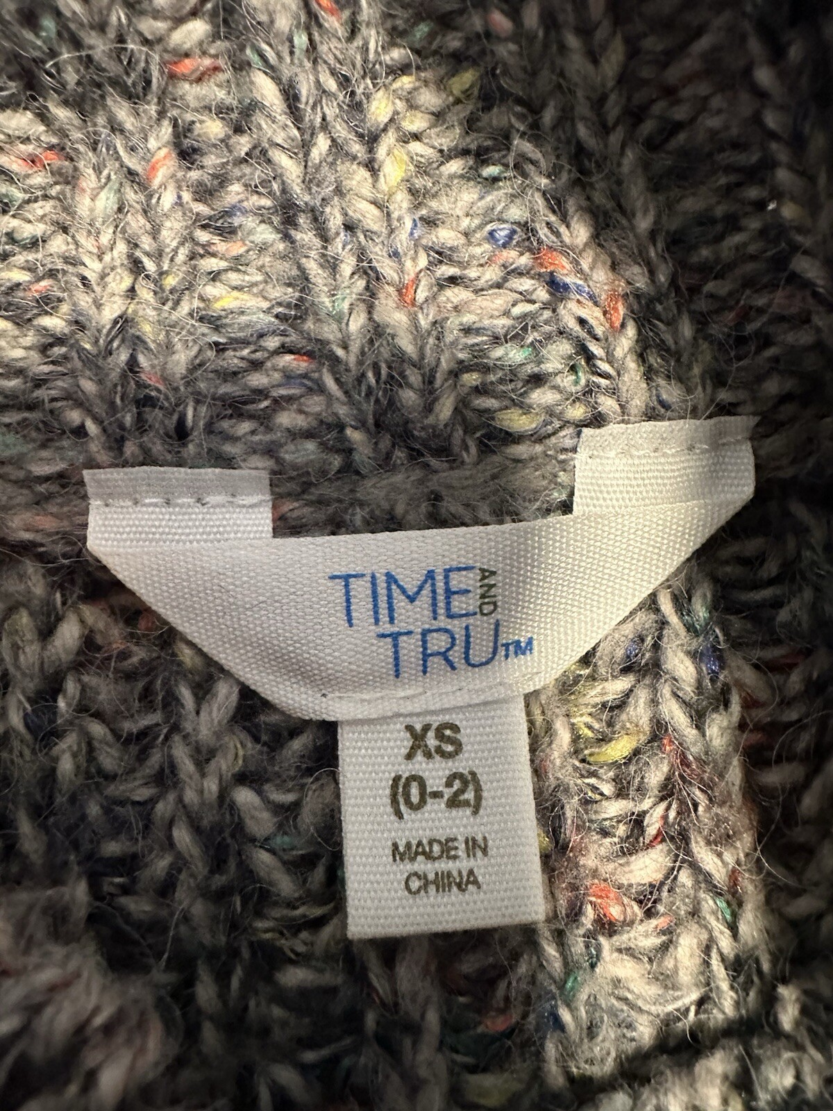 🆕 TIME & TRU Mix Colors /varigated Ribbed High Neck Long SL Sweater Size XS 0-2