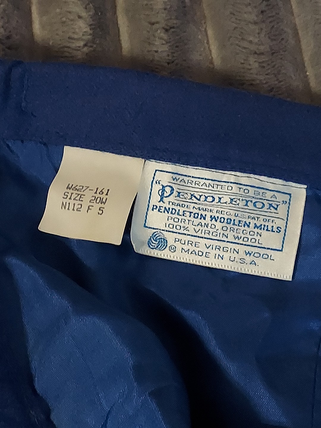 VTG Pendleton Medium Blue Pleated/Pockets Midi Skirt Sz20W 100% Virgin Wool USA