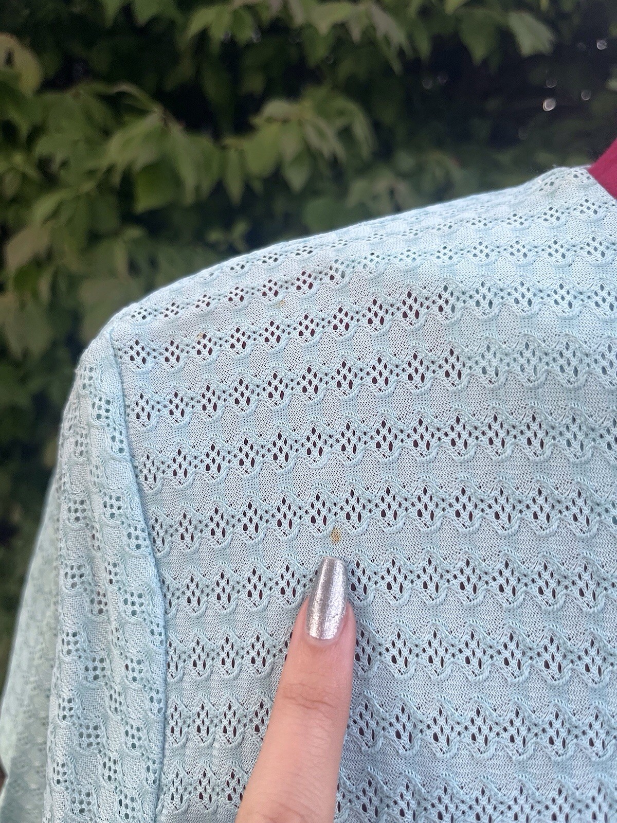 Vintage 60’s Mod Aqua Blue Polyester Knit Button Detail Dress S/M