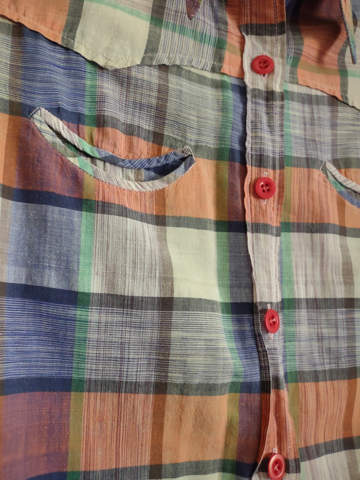 Vintage Gentleman John Button Front Shirt 60&rsquo;s Women&rsquo;s Size XS/Sm Plaid RARE