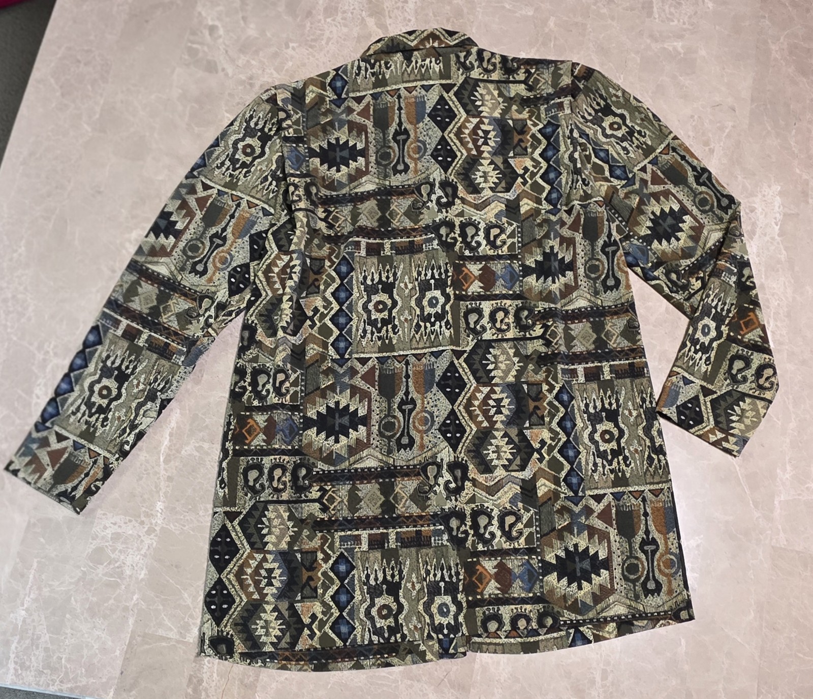 90s VTG Florentine Grandmacore Button Up Aztec Tribal