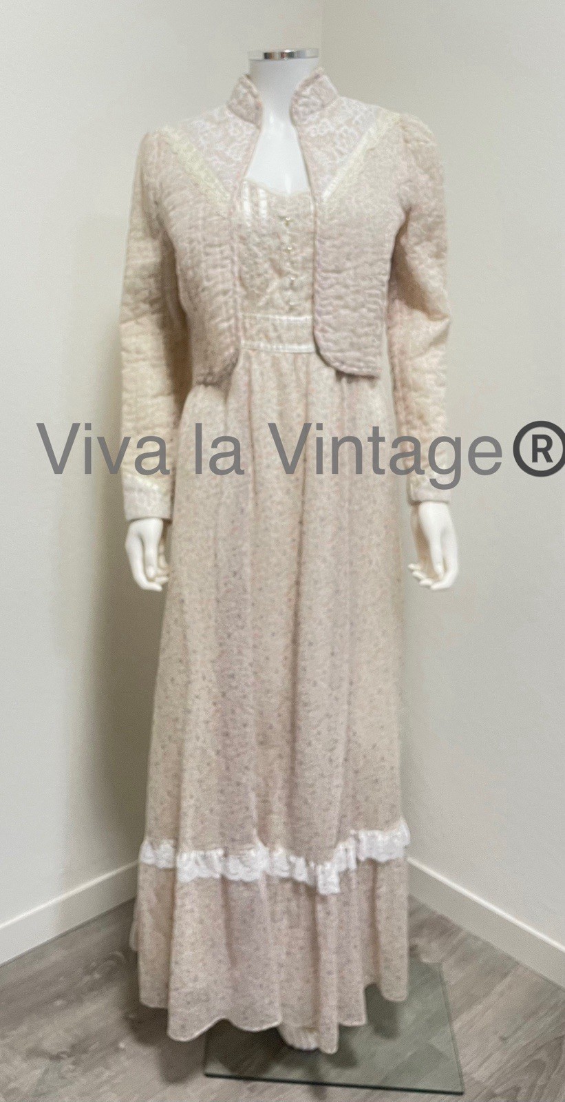 70s-80s Vintage Gunne Sax Dress & Jacket Floral Prairie Boho Cottage Core Hippy