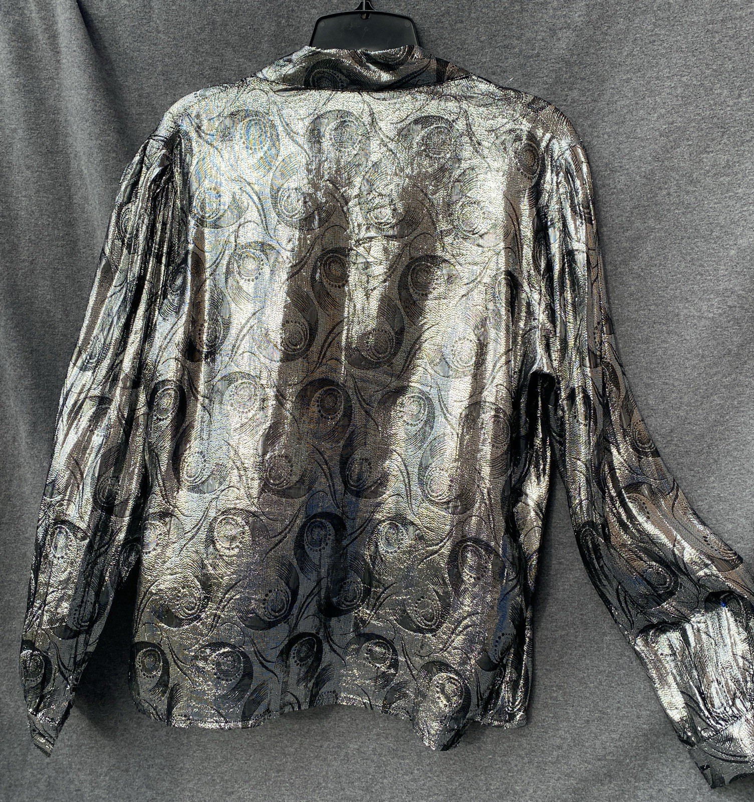 Vintage 80’s Metallic Silver Buttonup Lloyd Williams Size 8 Disco Glam Rock