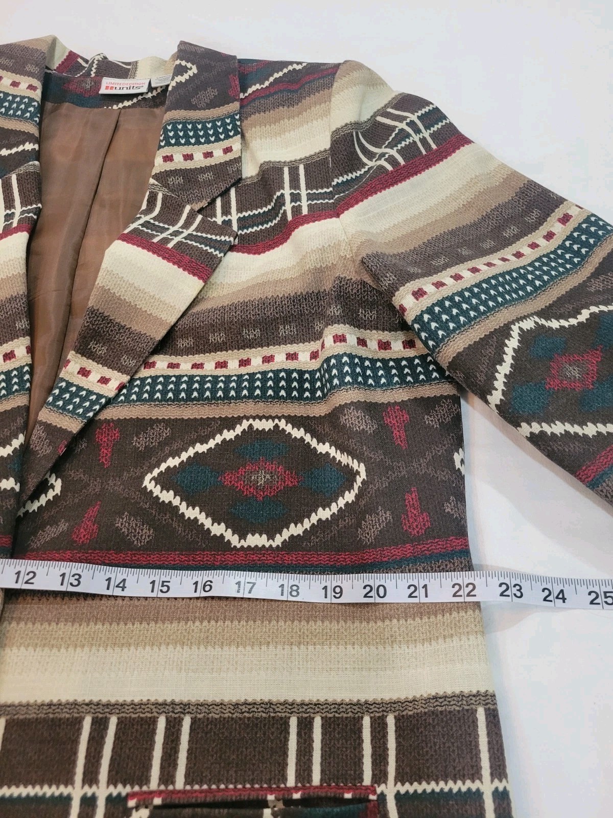 Southwestern Oversized Blazer Jacket Womens L Earth Tone Aztec 90s UNITS