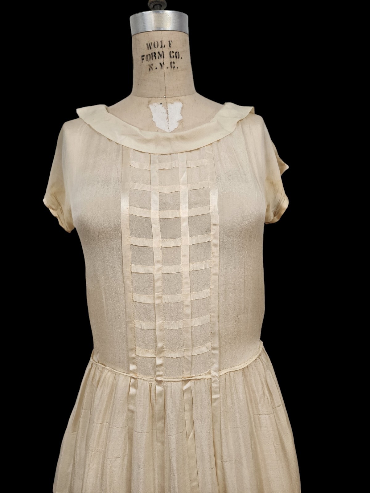 Vtg 20s Silk Chiffon Flapper Boho Bridal Dress + Rare Original Photo + Frame!
