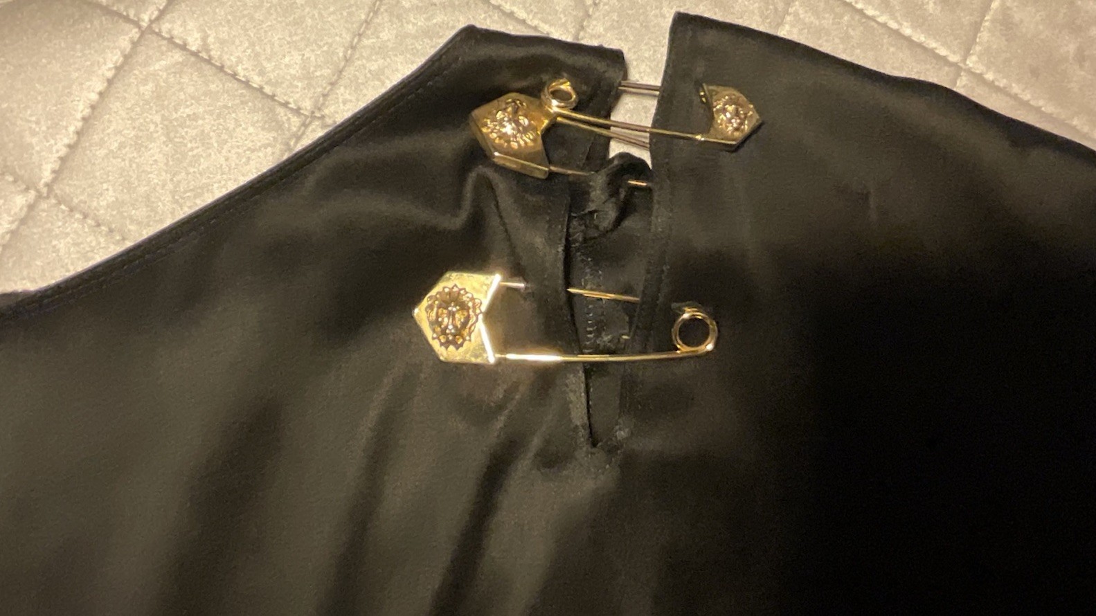 Vintage 80’s Giovanni Versace Versus Little Black six Lion Head Pin Italy Dress