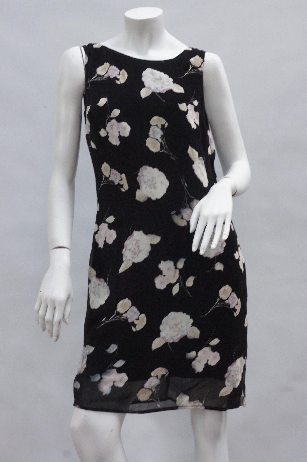 Vintage 90s Floral Print Black Dress by Petite Sophisticate Made In Italy