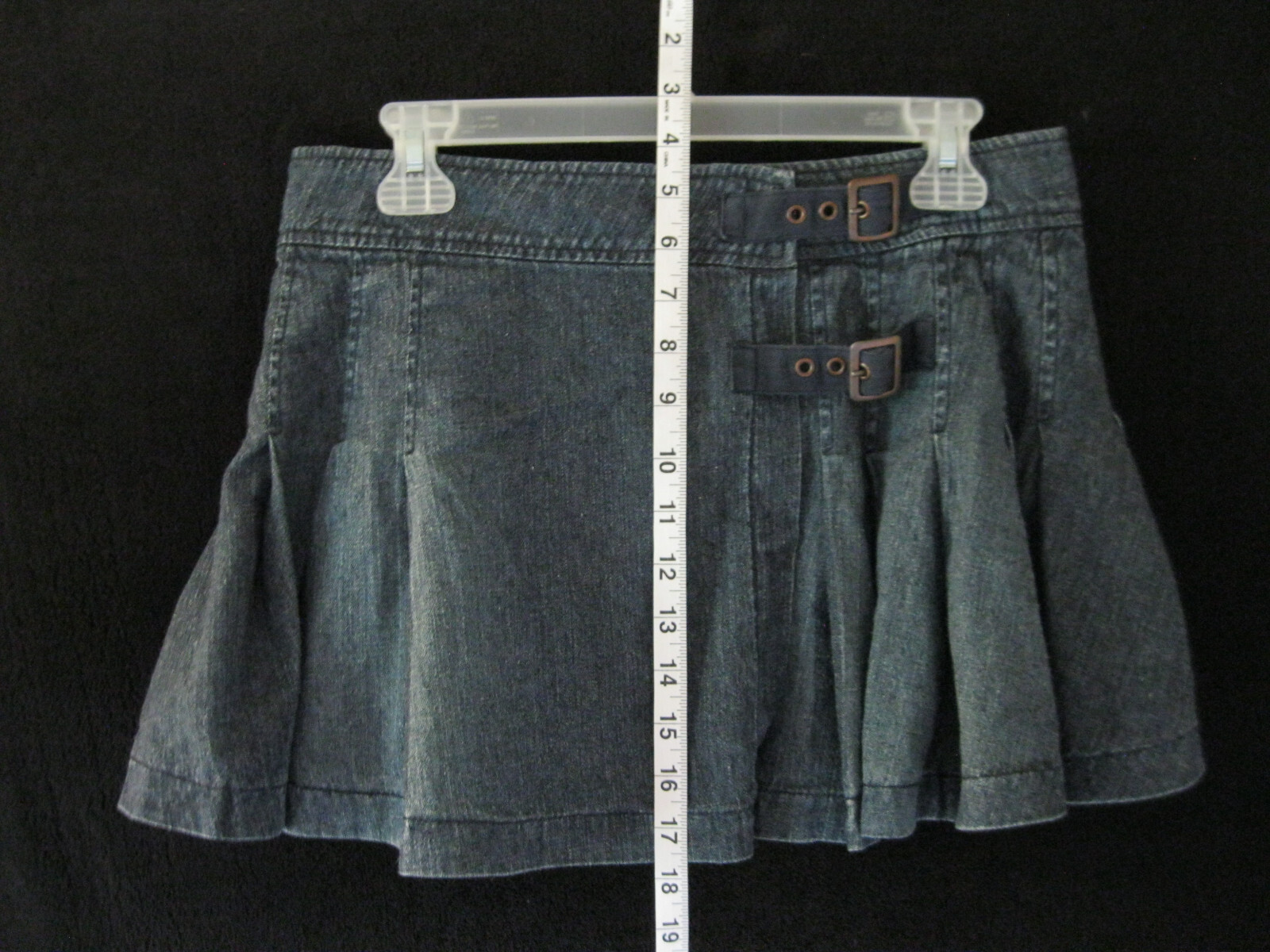 New Y2K l.e.i Denim Wrap Around Super Short Mini Skirt Heavily Pleated Sz. 5 SM.