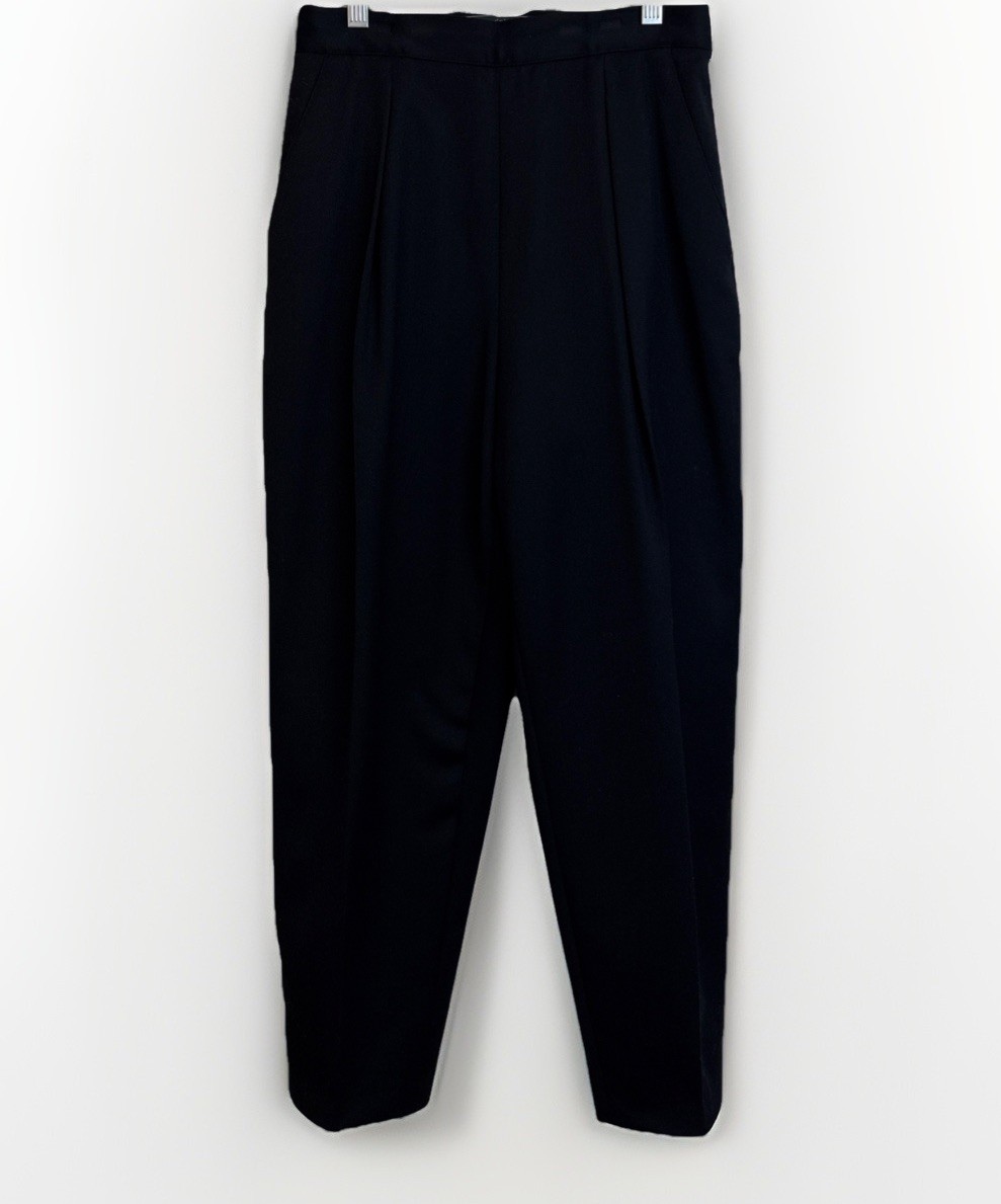 VTG Embassy Row 100% Pure New Wool Pleated Trousers Sz6 Black High waist