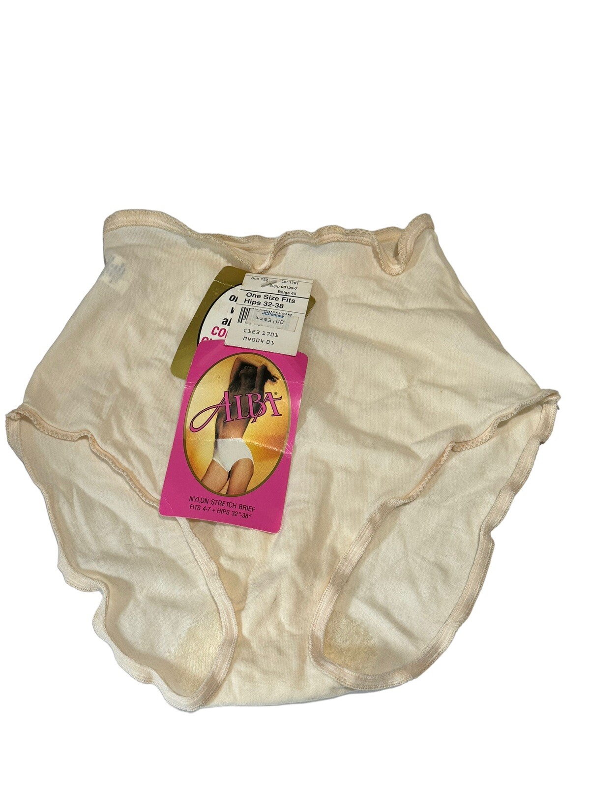 NOS Alba Nylon Stretch Brief 4-7 Underwear Briefs Panty Beige 40 32-38” CD