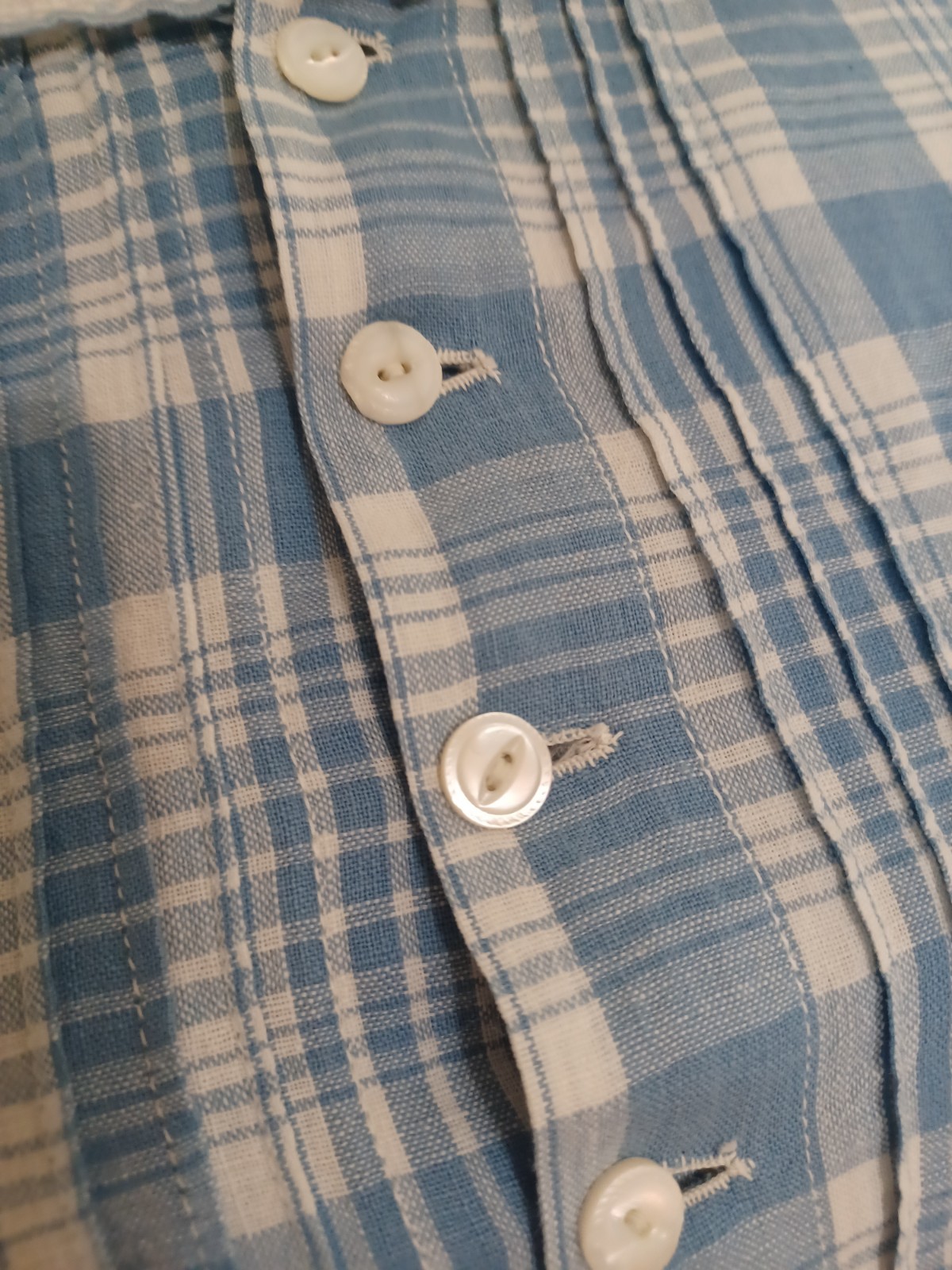 Antique Edwardian 1910s-20s Blue Puff Sleeve Doll Collar Cottagecore Blouse