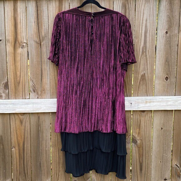 Vintage Risa Ann New York Pink Metallic Pleated Dress