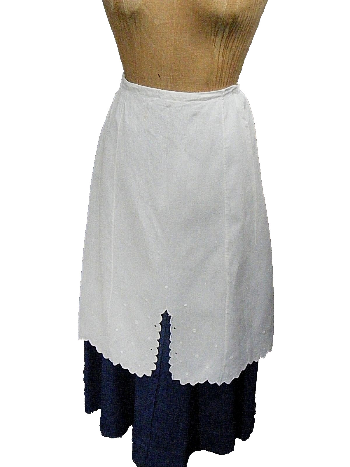 VICTORIAN OVER SKIRT WHITE FAILLE OVERSKIRT COTTON SKIRT COVER VINTAGE M