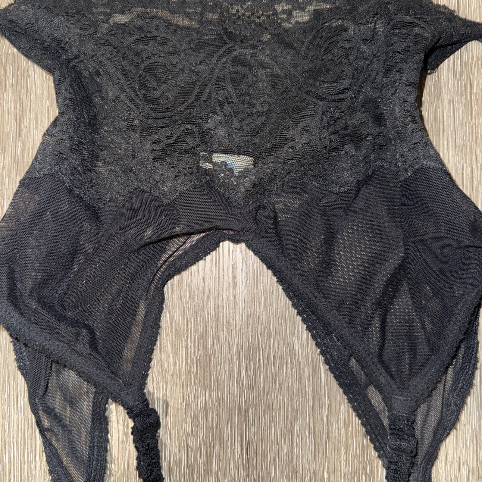 VINTAGE LILY OF FRANCE Black Lace Garter Belt SIZE S/M Bridal