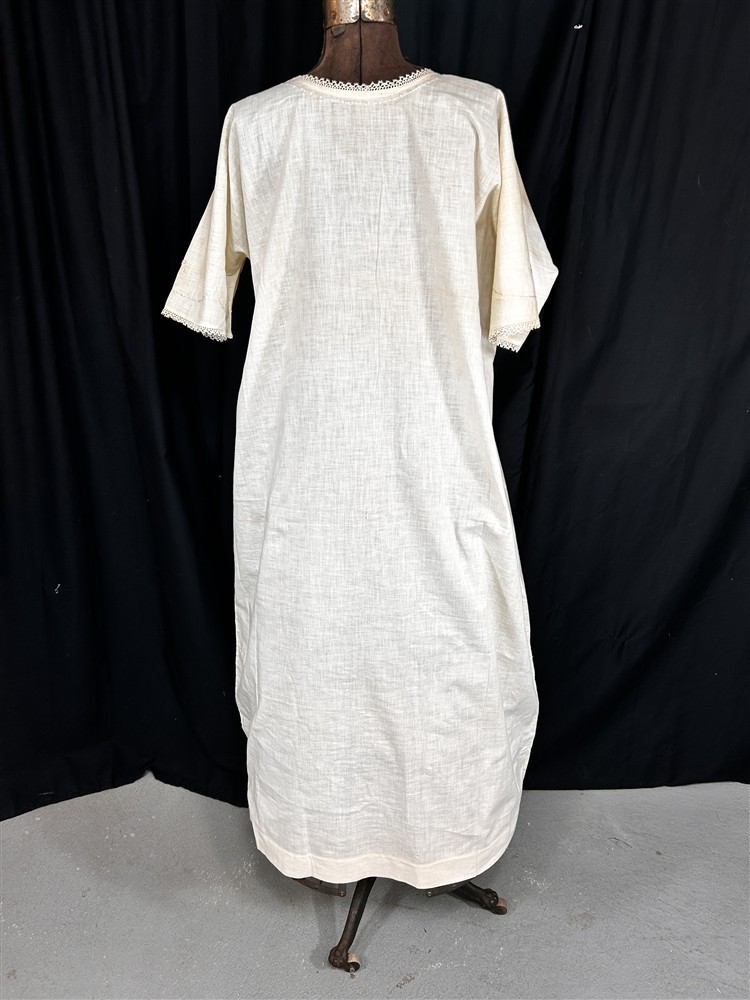 antique night gown long cotton lace embroidered flapper bust 48 original 1920
