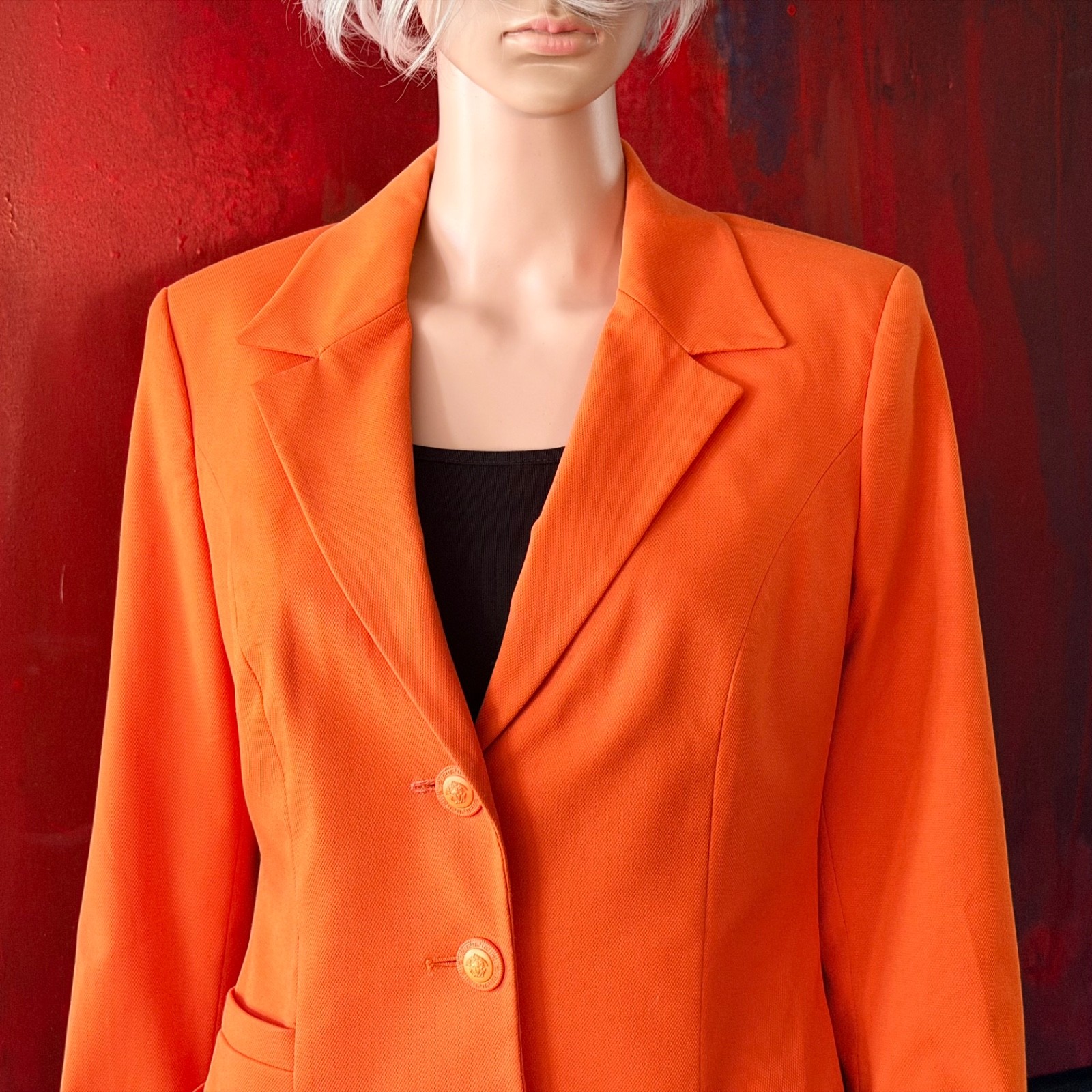 VERSACE JEANS COUTURE orange Blazer 2 button size 42 made in Italy from S/S 1996