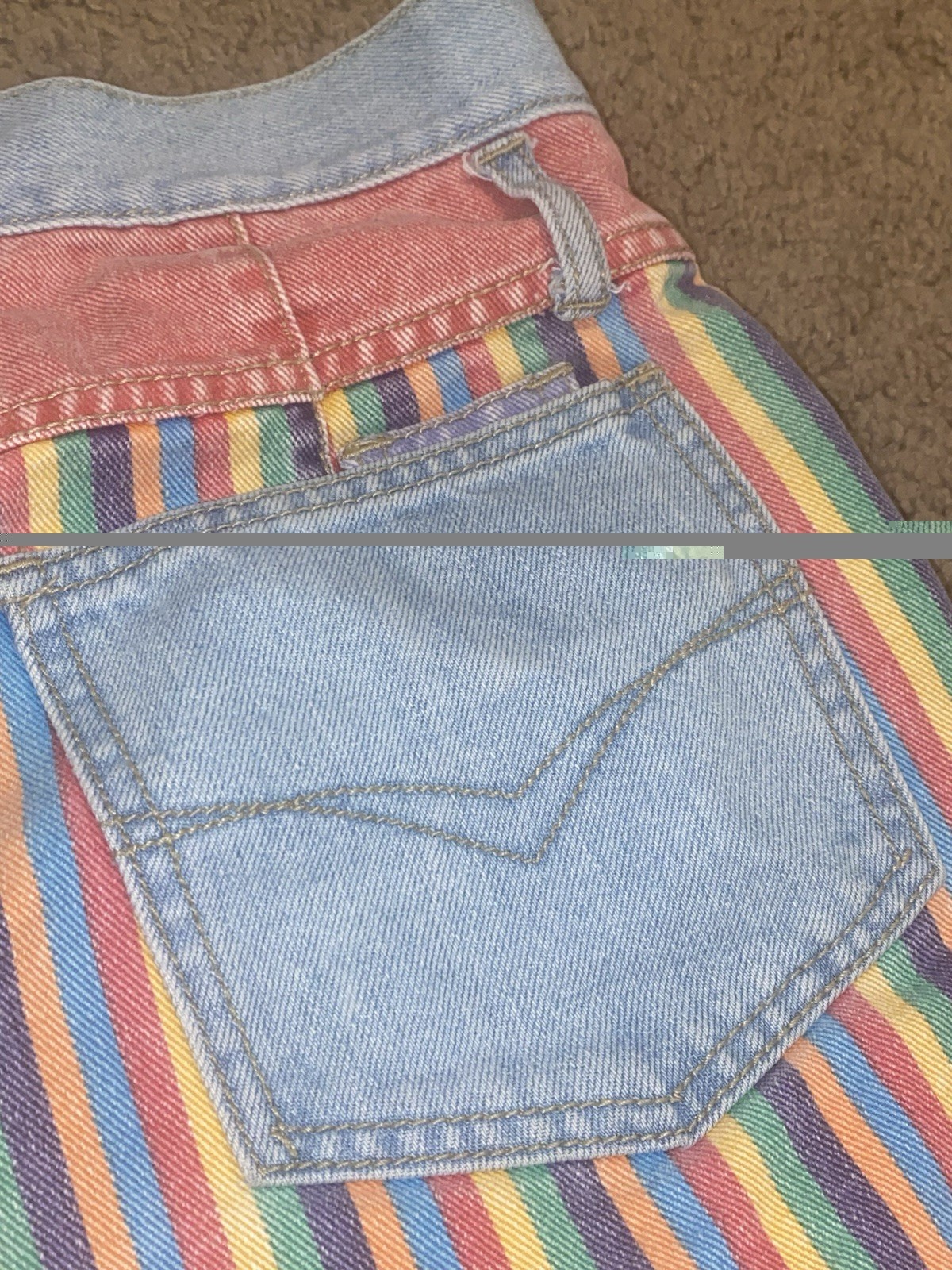 Women’s Vtg Color Block 80’s 90’s Shorts Stripes Size 14 Colorful Pride Rainbow