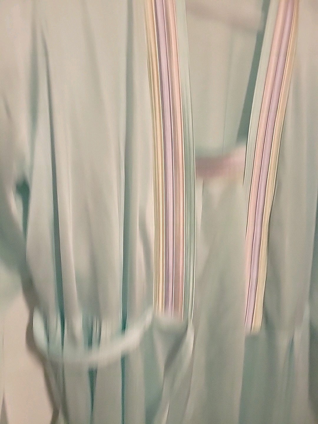 Vintage Spaghetti Strap Night Gown & Belted Robe Set Satin Pale Blue Pastel Trim