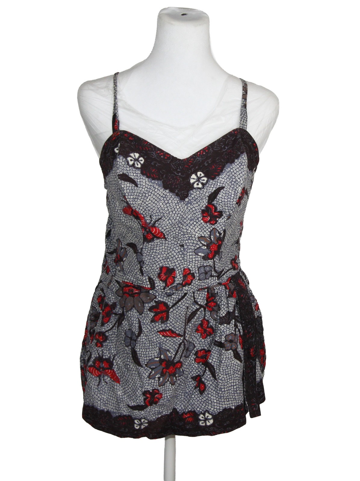 Vintage 50s Catalina Cotton Swimsuit Mock Skirt Pin Up Rockabilly Floral