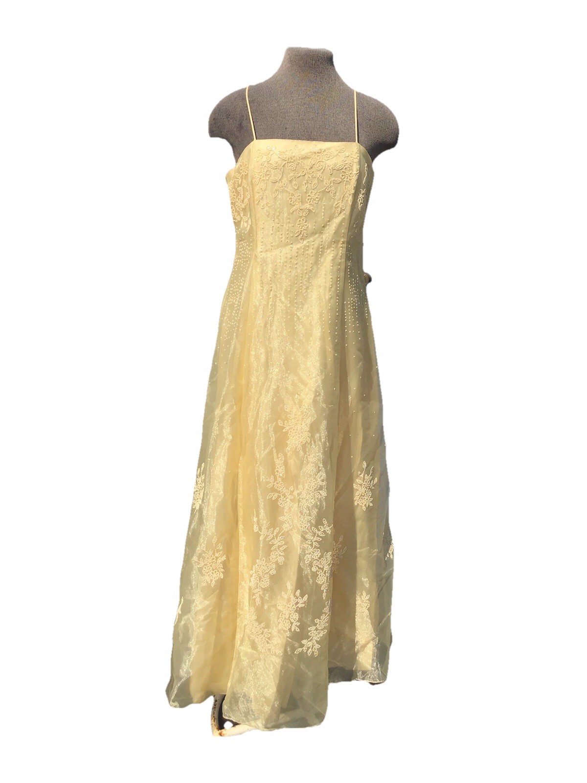 Vintage Formal Beaded Dress W/ Shawl,Size Large,Floral Beaded Design Front