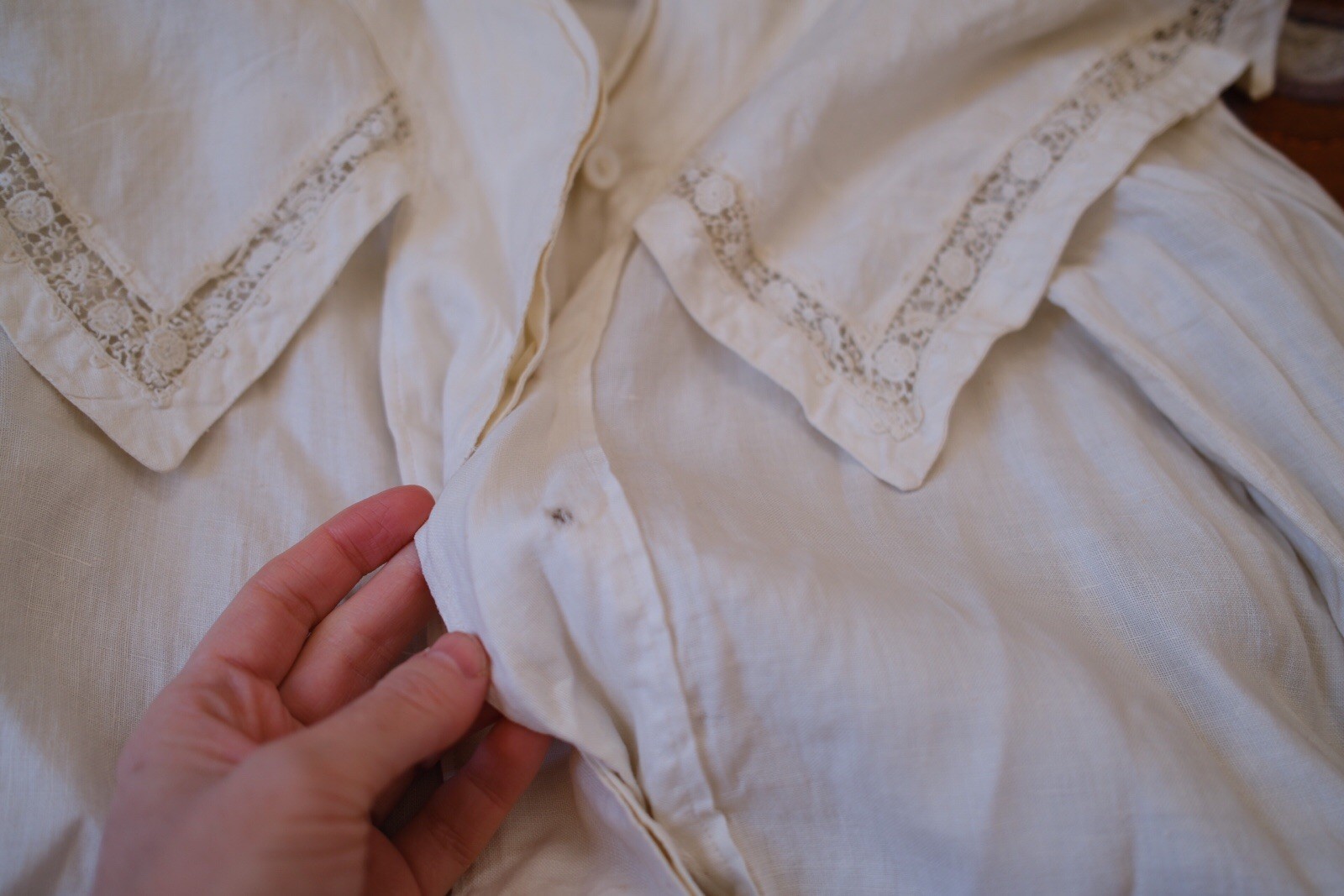 1900s Edwardian Insertion Crochet Boat Neck Blouse