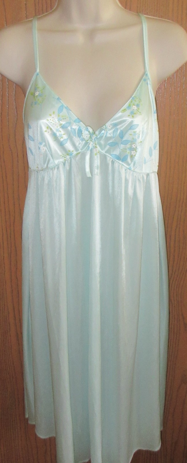 MIDNIGHT COCO BRIDAL Aqua floral GOWN ROBE silk & satin slippery lingerie sz XL