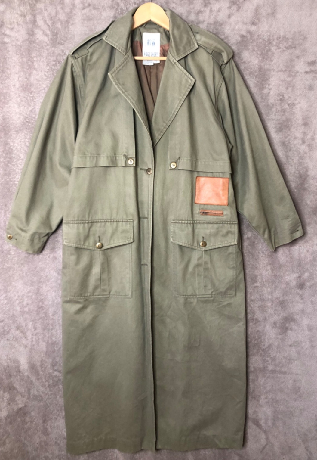 VTG TOGETHER Army Green Trench Coat Womens 8 Missy Western Military Jacket Long