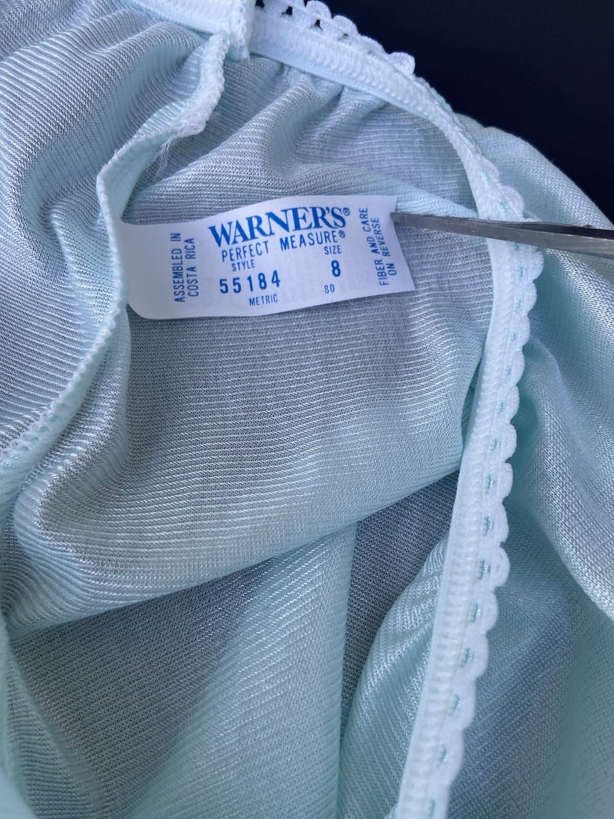 Warners 55184 Perfect Measures Panties Size 8 Nylon Brief Light Aqua Blue FLAWS